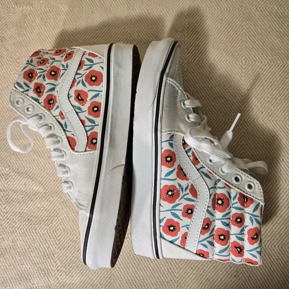 NWOB VANS Project X Flower SK8-Hi White Red Poppy Women's 5 Men's 3.5 Euro 34.5 - Picture 8 of 8